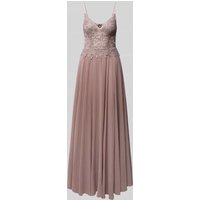 Mascara Abendkleid mit Spitzenbesatz in Mauve, Größe 38 von Mascara