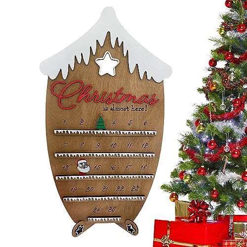 Weihnachts-Countdown-Kalender | Weihnachts-Adventskalender mit Zwergenmotiv aus Holz - Weihnachts-Countdown-Schild aus Holzblöcken mit Weihnachtszwerg für die Weihnachtsdekoration zu Hause Maseyivi von Maseyivi
