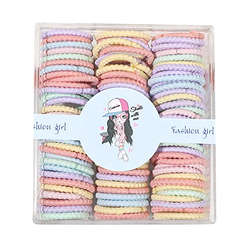 100 Stück Mädchen bunte elastische Haarbänder Kinder Pferdeschwanz Gummi Zubehör Breites Stirnband Herren (M, One Size) von Mashaouyo