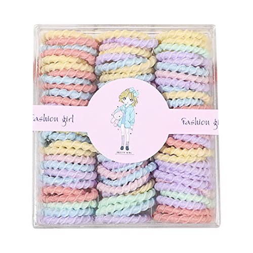 100 Stück Mädchen bunte elastische Haarbänder Kinder Pferdeschwanz Gummi Zubehör Breites Stirnband Herren (N, One Size) von Mashaouyo