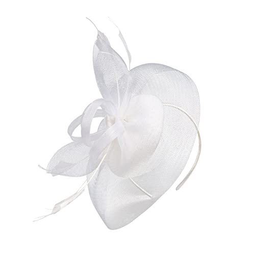 2023 Fascinator Hut Feder Mesh Tea Party Haarband für Frauen Stirnband Neon Gelb (WH1, One Size) von Mashaouyo