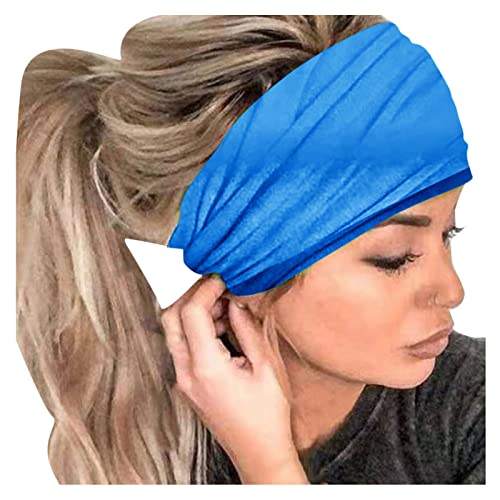 Bandwickelprint-Headband Women Bandana Headband mit elastischem Haarband Kühlstirnband (Blue, One Size) von Mashaouyo