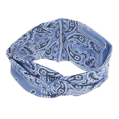 Blumen elastischer Haarreif für verknüpfte Sport Frauen Turban Yoga-Band Haarreif Golfkleidung Für Damen (Blue, One Size) von Mashaouyo