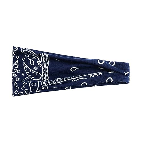 Boho-Stirnbänder für Damen, modisches breites Stirnband, Yoga-Workout-Stirnbänder, Haar-Accessoires-Band Haarreife Stirnbänder (Navy, One Size) von Mashaouyo