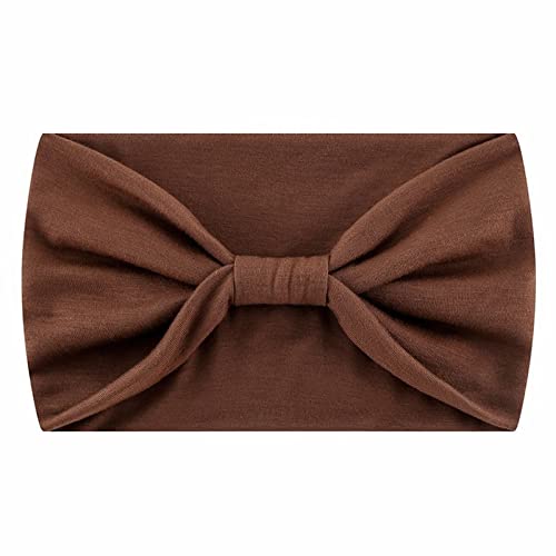 Breite Stirnbänder für Frauen schwarz Headwrap Boho afrikanischen Yoga Turban einfarbig Stirnband Damen Winter Gelb (Brown, One Size) von Mashaouyo