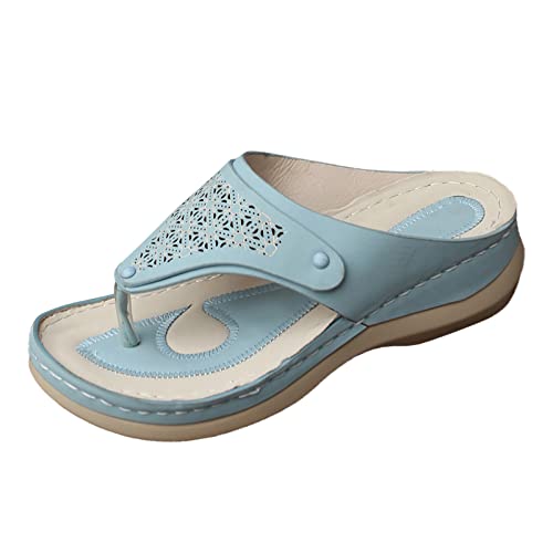 Damen Pantoletten Elegant Aushöhlen Römische Flip Flops Zehentrenner Fußkorrektur Sandale Plateausohle Slippers, Weiche Fußbett Freizeit Sommerschuhe Mesh Casual Mode von Mashaouyo