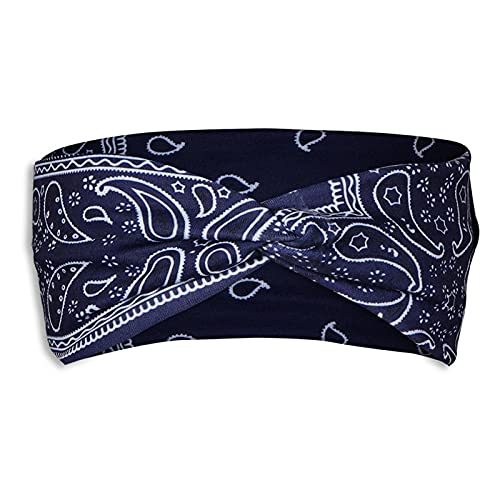 Elastisches Frauen-Band-Stirnband-Druck-Bandana-Wrap-Stirnband-Haar-Stirnband Herren Stirnband Winter (Dark Blue, S) von Mashaouyo