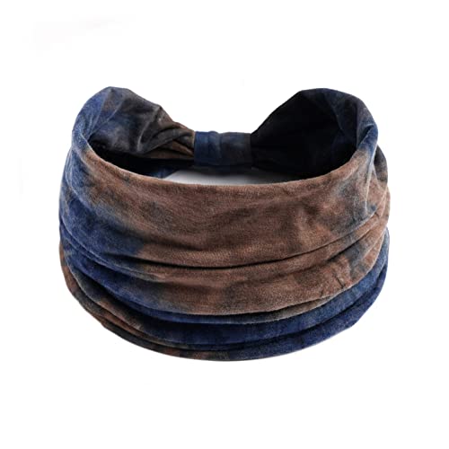 Frauen Casual Tie Dye Regenbogenfarbe Erweiterung Yoga Haarband Sport elastisches Schweiß absorbierendes Stirnband Elastisches Haarband Damen (Brown, One Size) von Mashaouyo