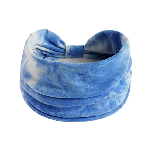 Frauen Casual Tie Dye Regenbogenfarbe Erweiterung Yoga Haarband Sport elastisches Schweiß absorbierendes Stirnband Reithelm Ohrenwärmer (Blue, One Size) von Mashaouyo