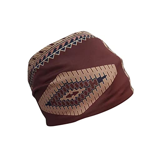 Frauen-Druck-Stirnband-elastischer Kopfwickel-Haarband-Bandana-Stirnband Eiskunstlaufanzug (Brown, One Size) von Mashaouyo