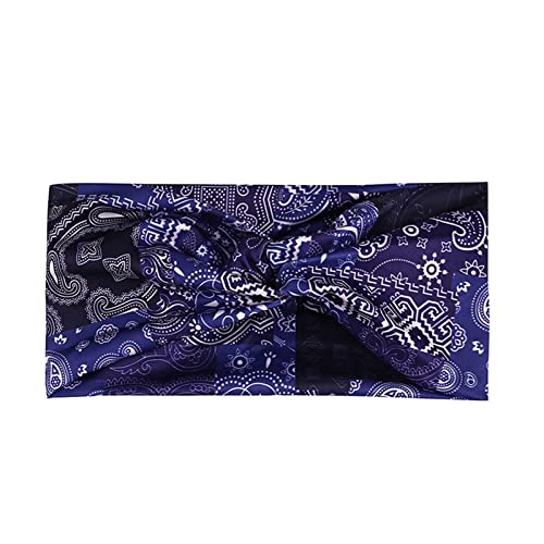 Frauen-Druck-Stirnband-elastischer Kopfwickel-Haarband-Bandana-Stirnband Soft Tennis (Blue, One Size) von Mashaouyo