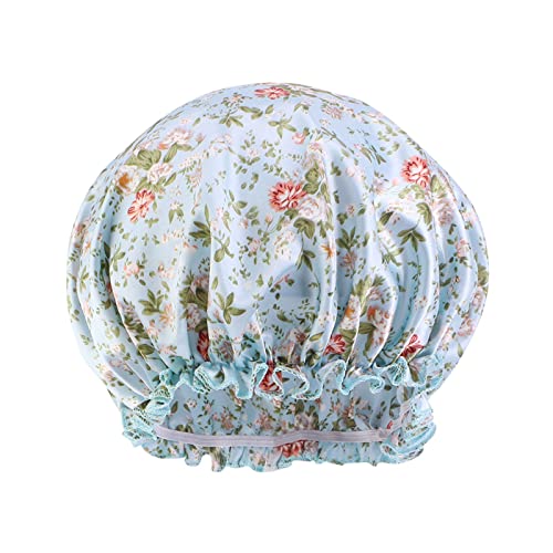 Frauen Hut Mütze Haar Turban Wrap Turban Hüte Bad Duschhaube Badehut Haarschutz Duschhauben Fahrrad Kopfbedeckung Herren (Blue, One Size) von Mashaouyo