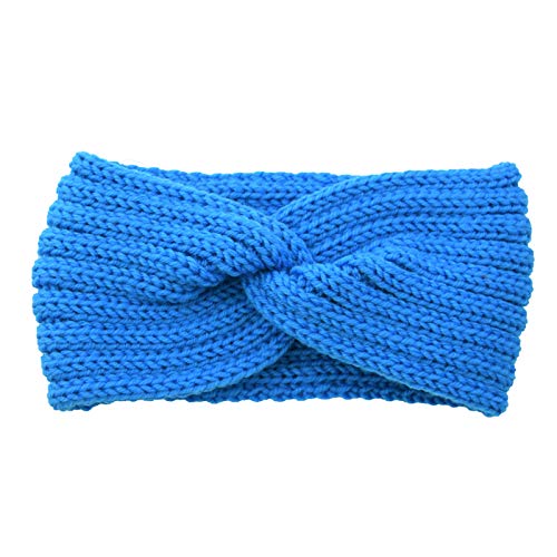 Haarbinder Stretch Haarbinder weiches Kabel Frauen Haarreif wärmer Winter-Haarreif Gestrickte Stirnbänder Damen (Blue, One size) von Mashaouyo