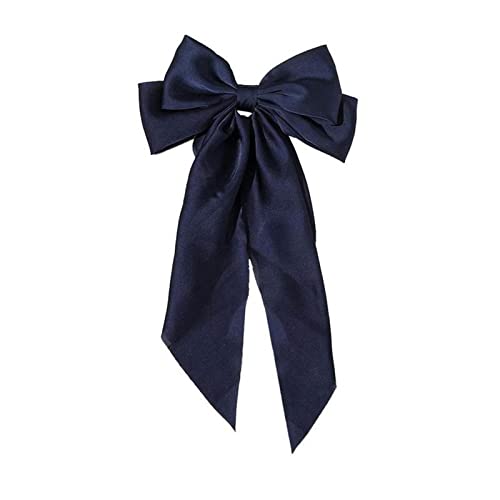 Haarspange Clip Schleife Band Frauen Vintage Haarschleife Satin Haarnadel Mode Stirnband Kopfband Herren Wolle (Navy, One Size) von Mashaouyo