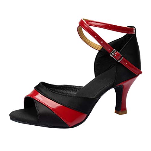 Mashaouyo Sandalen Damen Sommer, Einfarbig Stiletto Fischmaul offene Zehen Sandalen Knöchelriemen Riemchensandalen verstellbarem Riemen Lateinische Tanzschuhe Tango Tanzschuhe Mode von Mashaouyo