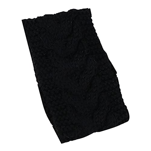 Solide Strickwolle, leeres Oberteil, Pullover, Hut, Haarband, Herbst und Winter, warmes europäisches und temperamentvolles Haarband, Kopfschmuck Sportstirnbänder Damen Winter (Black, One Size) von Mashaouyo