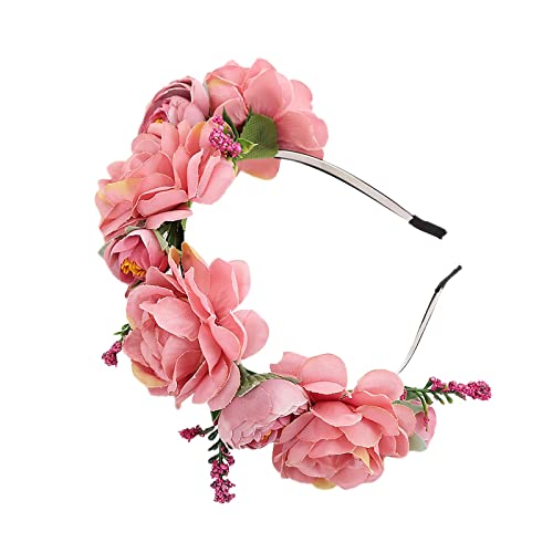 Sommer schöner Kranz Stirnband kleine Gänseblümchen Rose Stirnband Mädchen Erwachsene Kopfbedeckung Helme Kopfbedeckungen (Pink, One Size) von Mashaouyo