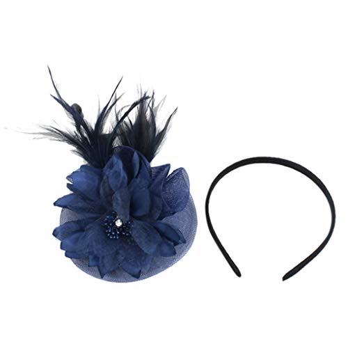 Stirnband für Hochzeit Blumenhut Damen Fascinators Ball Cocktail Stirnband Stirnband Herren Tennis (Navy, One Size) von Mashaouyo