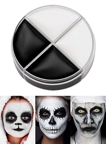 Professionelle Theater-Schminke Creme Make-up schwarz-weiß 15 ml Dose - 2 Farben - Halloween Karneval Motto-Party von Maskworld