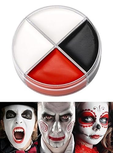 Professionelle Theater-Schminke Creme Make-up schwarz-weiß-rot 15 ml Dose - 3 Farben - Halloween Karneval Motto-Party von Maskworld