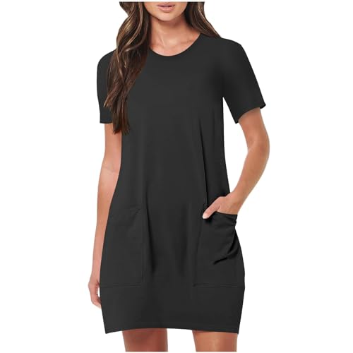 Masrin Blusenkleid Damen Lässiges Einfarbiges Sommerkleid O-Ausschnitt Kurzarm T-Shirt Kleider Leichtes Pulloverkleid mit Taschen Kurzes Wickelkleid Tunika Sweatkleid Elastisch Minikleid Longshirt Masrin Blusenkleid Damen Lässiges Einfarbiges Sommerkleid O-Ausschnitt Kurzarm T-Shirt Kleider Leichtes Pulloverkleid mit Taschen Kurzes Wickelkleid Tunika Sweatkleid Elastisch Minikleid Longshirt von Masrin