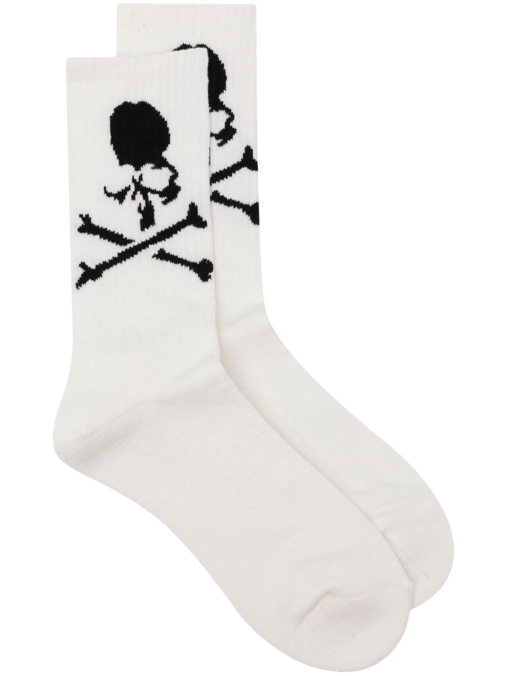 Mastermind Japan Gerippte Socken mit Jacquard-Logo - Weiß von Mastermind Japan