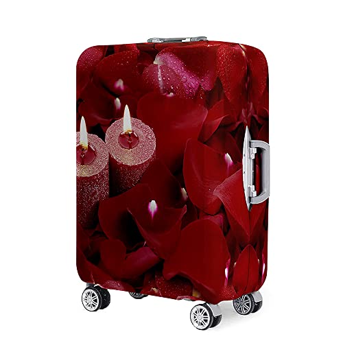 Mateju Kofferschutzhülle 18-32 Zoll Elastisch Kofferhülle, 3D Romantische Kerzen Cover Reisekoffer Hülle Trolley Case Schutzhülle Luggage Cover Waschbare Staubdichte Kofferbezug (Rose,L) von Mateju