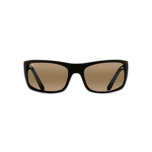 Maui Jim Maui Peahi 202 O2 glänzende polarisierte Sonnenbrille, für Herren und Damen, schwarz, gold, Peahi von Maui Jim