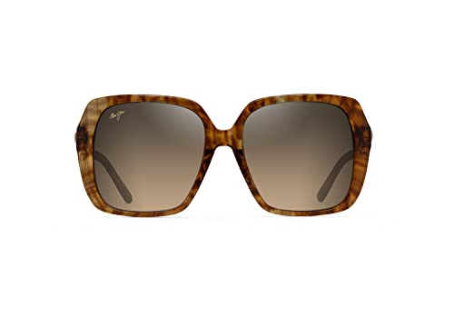 Maui Jim Poolside Damen-Sonnenbrille mit patentierten polarisierten Plus2-Gläsern, Durchscheinendes Braun/Hcl-Bronze, polarisiert, Medium von Maui Jim