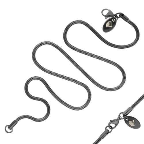 Max Palmer® Schwarze Edelstahl Schlangenkette | Karabiner-Verschluss | Dicke: 1,2mm | Länge: 70 cm von Max Palmer