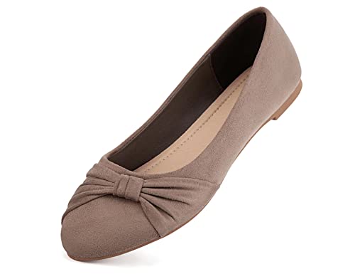 MaxMuxun Damen Geschlossene Ballerinas Flache Freizeit Bequeme Schuhe Hellbraun Größe 39 EU von MaxMuxun