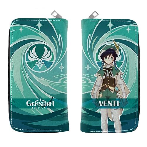 MayDee Genshin Impact Geldbörse, Genshin PU-Leder Cartoon Brieftasche Kinder Student Münze Geldbeutel, Digitaldruck Magnetverschluss Lange Clutch Bag Münzgeldbörse (D) von MayDee