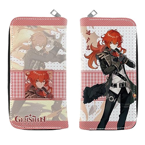 MayDee Genshin Impact Geldbörse, Genshin PU-Leder Cartoon Brieftasche Kinder Student Münze Geldbeutel, Digitaldruck Magnetverschluss Lange Clutch Bag Münzgeldbörse (F) von MayDee