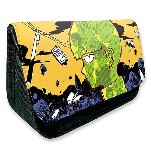 MayDee Mob Psycho 100 Anime Peripherie Zipper Flap Federtasche, Mob Psycho 100 Full Colour Gedruckt Federmäppchen Schulbedarf Student Stationery Box (E) von MayDee