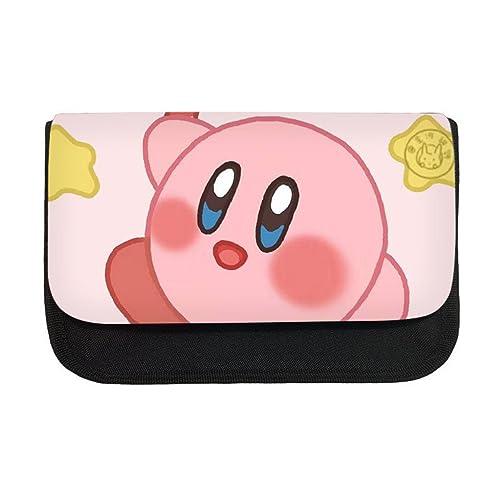 Niedliche Kirby Doppelte Schicht Reißverschluss Federmäppchen Für Mädchen, Star Kirby Große Kapazität Mädchen Kinder Geschenk (D) von MayDee