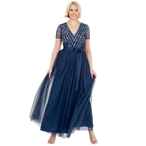 Maya Deluxe Damen Maxi Dress for Women Ladies Bridesmaid V-Neck Ball Gown Short Sleeves Long Elegant Empire Waist Wedding Brautjungfernkleid, French Navy, 56 Maya Deluxe Damen Maxi Dress for Women Ladies Bridesmaid V-Neck Ball Gown Short Sleeves Long Elegant Empire Waist Wedding Brautjungfernkleid, French Navy, 56 von Maya Deluxe