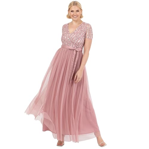 Maya Deluxe Damen Maxi Dress for Women Ladies Bridesmaid V-Neck Ball Gown Short Sleeves Long Elegant Empire Waist Wedding Brautjungfernkleid, Vinatge Rose, 34 Maya Deluxe Damen Maxi Dress for Women Ladies Bridesmaid V-Neck Ball Gown Short Sleeves Long Elegant Empire Waist Wedding Brautjungfernkleid, Vinatge Rose, 34 von Maya Deluxe