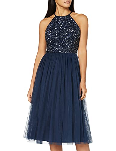 Maya Deluxe Damen Maya Deluxe Dames Dames Midi Jurk Met Beugel Nek Tulle Voor Avondstuderen Prom Bruiloft Bruidsmaids Brautjungfernkleid, Navy, 54 EU Maya Deluxe Damen Maya Deluxe Dames Dames Midi Jurk Met Beugel Nek Tulle Voor Avondstuderen Prom Bruiloft Bruidsmaids Brautjungfernkleid, Navy, 54 EU von Maya Deluxe