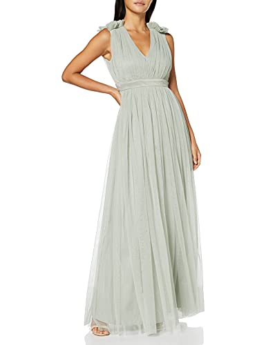 Maya Deluxe Damen Maya Deluxe Ruffle Shoulder Maxi Dress Brautjungfernkleid, Green Lily, 42 EU von Maya Deluxe