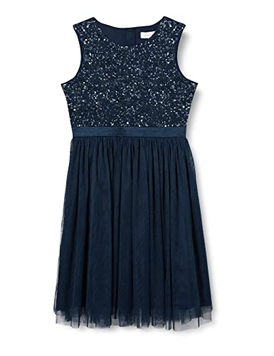 Maya Deluxe Mädchen Paillettenverziertes Hochzeit Und Geburtstag Festlich Mit Bandschleife Brautjungfernkleid Kleid, Navy, 9-10 Jahre EU von Maya Deluxe