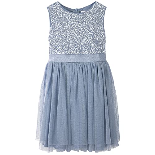 Maya Deluxe Mädchen^Mädchen Paillettenverziertes Hochzeit und Geburtstag Festlich mit Bandschleife Brautjungfernkleid Kleid, Blue, 3 Years von Maya Deluxe