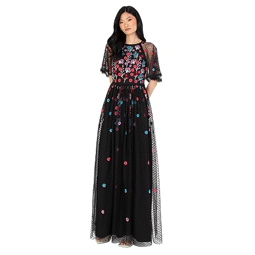 Maya Deluxe Women's Maxi Ladies Ball Gown for Wedding Guest Short Sleeve Polka Dot Floral Sequin Embellished Prom Occasion Dress, Black, 36 Maya Deluxe Women's Maxi Ladies Ball Gown for Wedding Guest Short Sleeve Polka Dot Floral Sequin Embellished Prom Occasion Dress, Black, 36 von Maya Deluxe