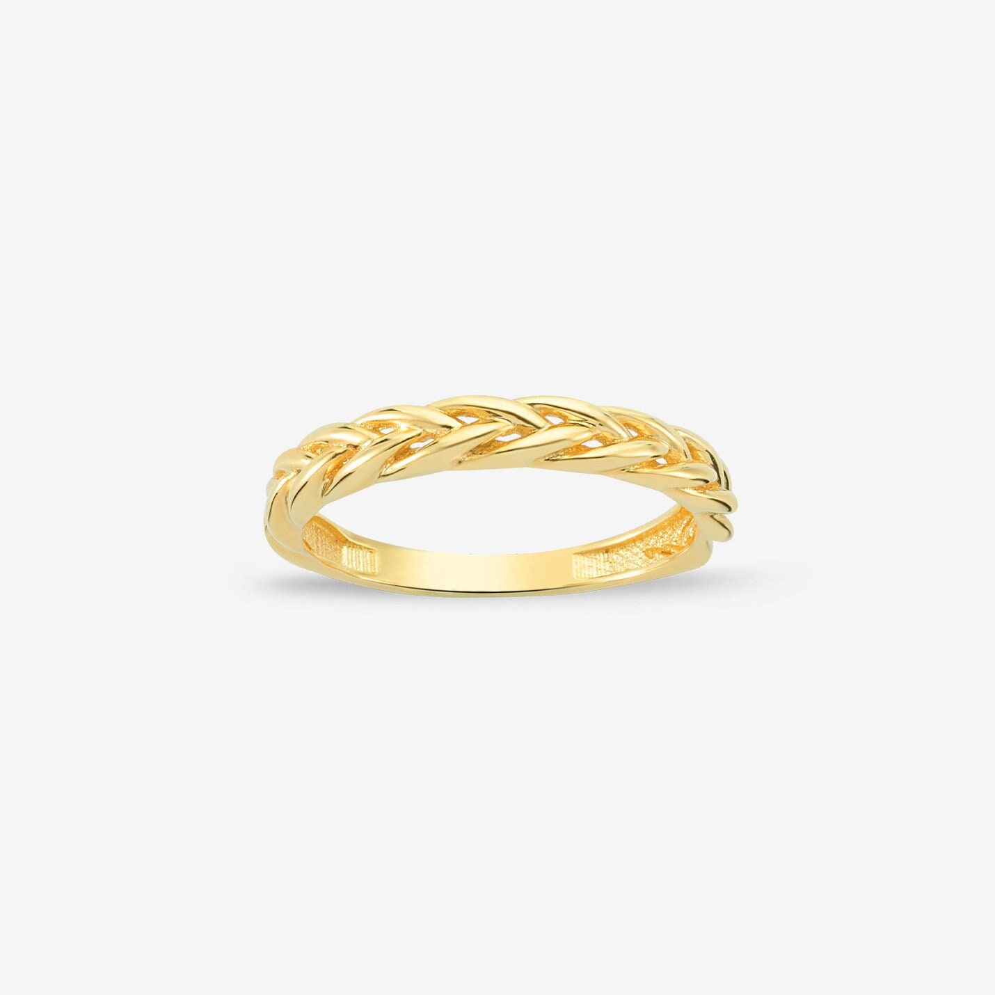 Ring Aus 14-Karätigem Gold Mit Zopfmuster Stapelbarer Geflochtener Goldring Stapelring Zopfmuster, Valentinstagsgeschenk Für Frauen von MayaAndMia