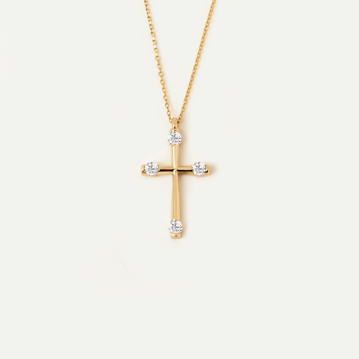 Kreuz-Halskette Aus 14-Karätigem Gold Für Damen | Christliche Halskette Mit Zirkonia 14K Echter Zierlicher Religiöser Schmuck Taufgeschenk von MayaAndMia