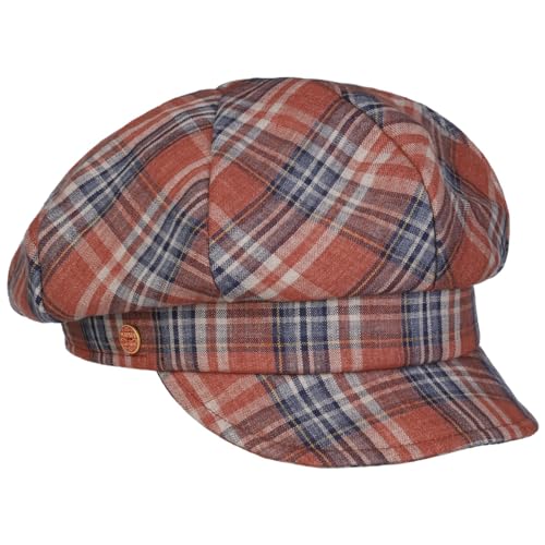 Mayser Anja Plaid Ballonmütze Schirmmütze Schildmütze Baker-Boy-Mütze Newsboy Cap Damen - Made in The EU mit Schirm, Futter Frühling-Sommer - One Size rot-dunkelblau von Mayser