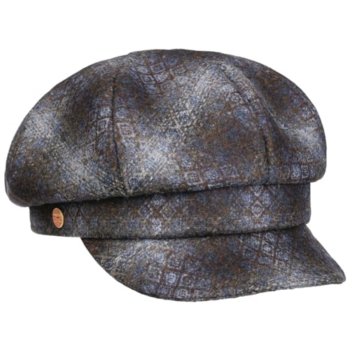 Mayser CIA Merino Ballonmütze Schirmmütze Schildmütze Baker-Boy-Mütze Newsboy Cap Damen - Made in The EU mit Futter, Schirm Herbst-Winter - One Size blau von Mayser