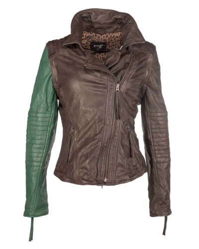 Maze Damen Lederjacke Zweifarbig Twinfalls Brown XS von Maze