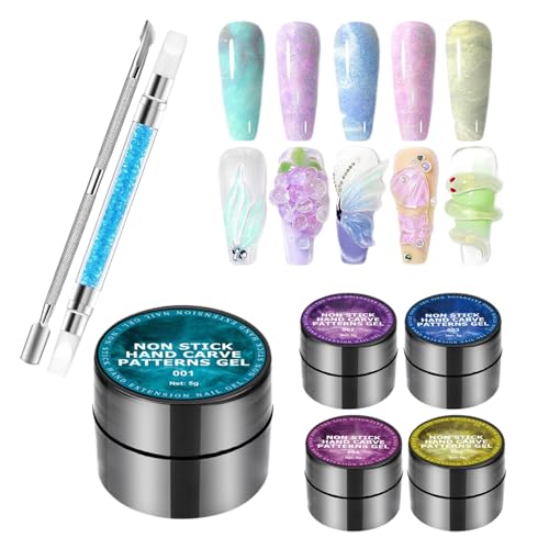 Nagelmodellage-Gel - Nagelform-Gel, 5 Farben, solider Konstruktor, Skulptur-Gel Nageldesigns, Maniküre-Set mit Schnitzstift, Verlängerungskleber Nagelmodellage-Gel - Nagelform-Gel, 5 Farben, solider Konstruktor, Skulptur-Gel Nageldesigns, Maniküre-Set mit Schnitzstift, Verlängerungskleber von Mbiyhgta