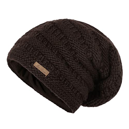 McRon Damen Gefütterte Beanie Wollmütze Modell HOA Dunkelbraun 4411 von McRon