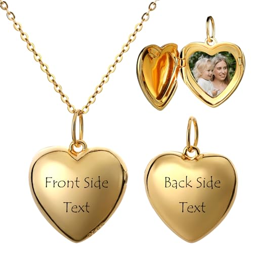 MeMeDIY Herz Medaillon Halskette 925 Sterling Silber Personalisiert Foto Anhänger Gravur Kette Gold/Roségold Geschenke für Frauen Mutter Muttertag Weihnachts mit Geschenkbox von MeMeDIY